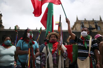 Colombian indigenous people participate in