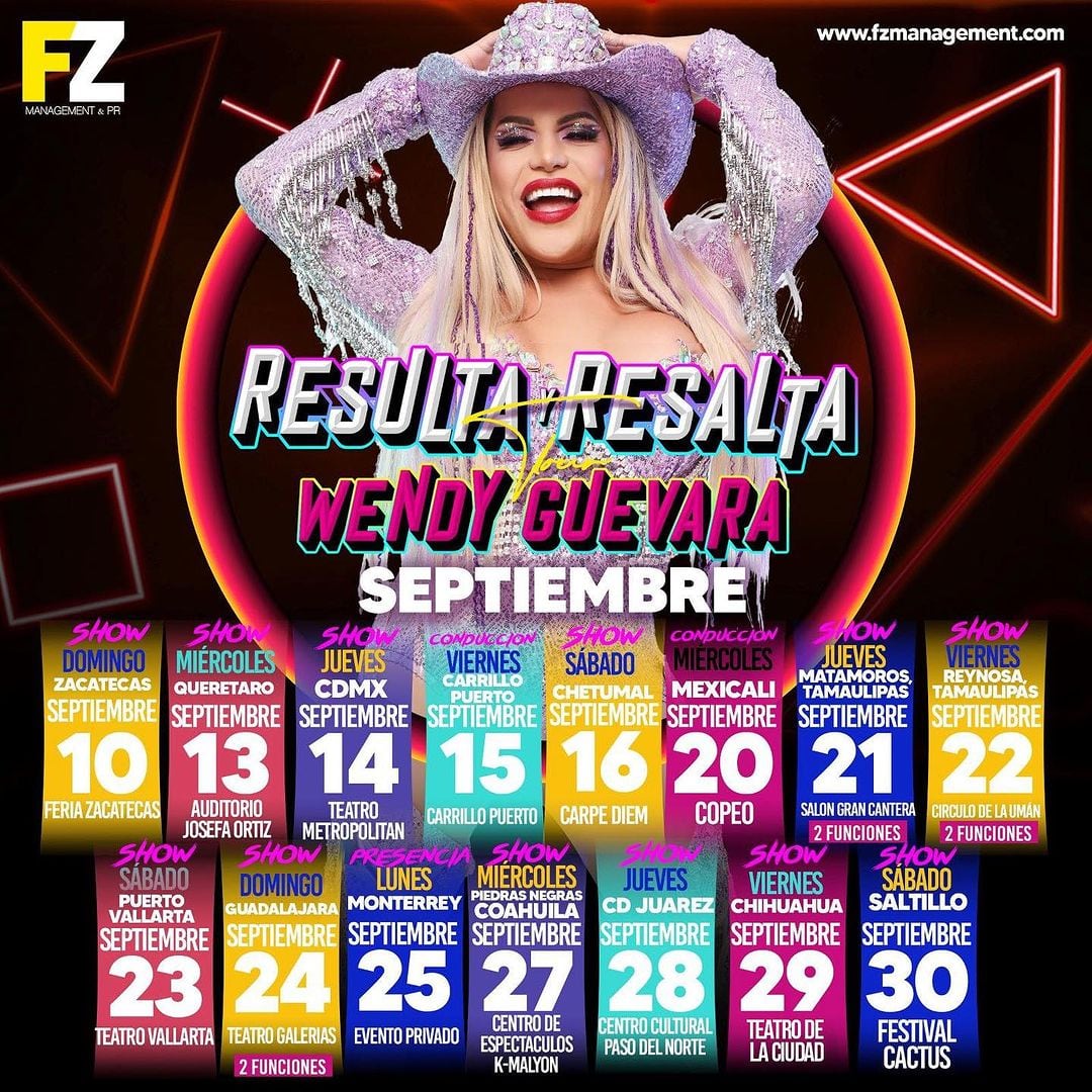 En 2023, la gira 'Resulta y Resalta' de Wendy Guevara reportó baja demanda en la capital y cancelaciones en recintos de Nayarit y Querétaro.
(Instagram/@joeles6)