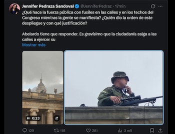 La dirigente solicitó la intervención de la Defensoría del Pueblo y la Procuraduría General de la Nación para garantizar el derecho a la protesta - crédito X