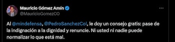El senador liberal colombiano lanza un llamado contundente al ministro de Defensa, instando a tomar una decisión ética tras la controversia por la presencia de condenados en un acto público - crédito @MauricioGomezCO / X