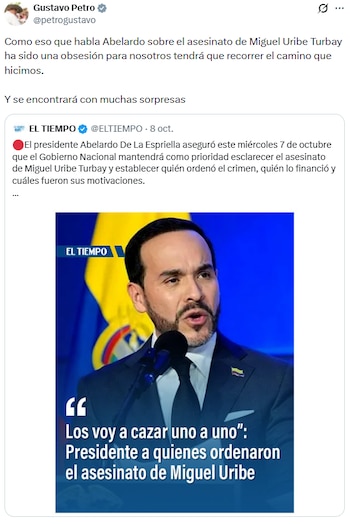 El expresidente de la República señaló que se convirtió en una “obsesión” el caso que implica a la Segunda Marquetalia liderada por alias Iván Márquez - crédito @petrogustavo/X