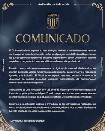 Comunicado de Alianza Lima sobre