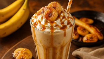 Receta de milkshake de banana caramelizada, rápida y fácil