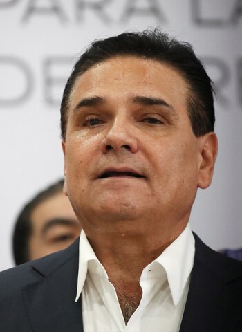 Silvano Aureoles, former governor of the Mexican state of Michoacan, looks on after he registered for the Frente Amplio por Mexico opposition alliance's candidacy for the 2024 presidential election, at the headquarters of the Institutional Revolutionary Party (PRI) in Mexico City, Mexico July 6, 2023. REUTERS/Henry Romero