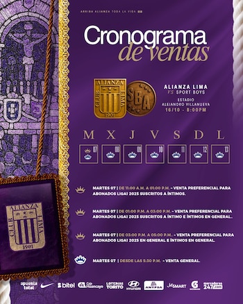 Cronograma de ventas para Alianza