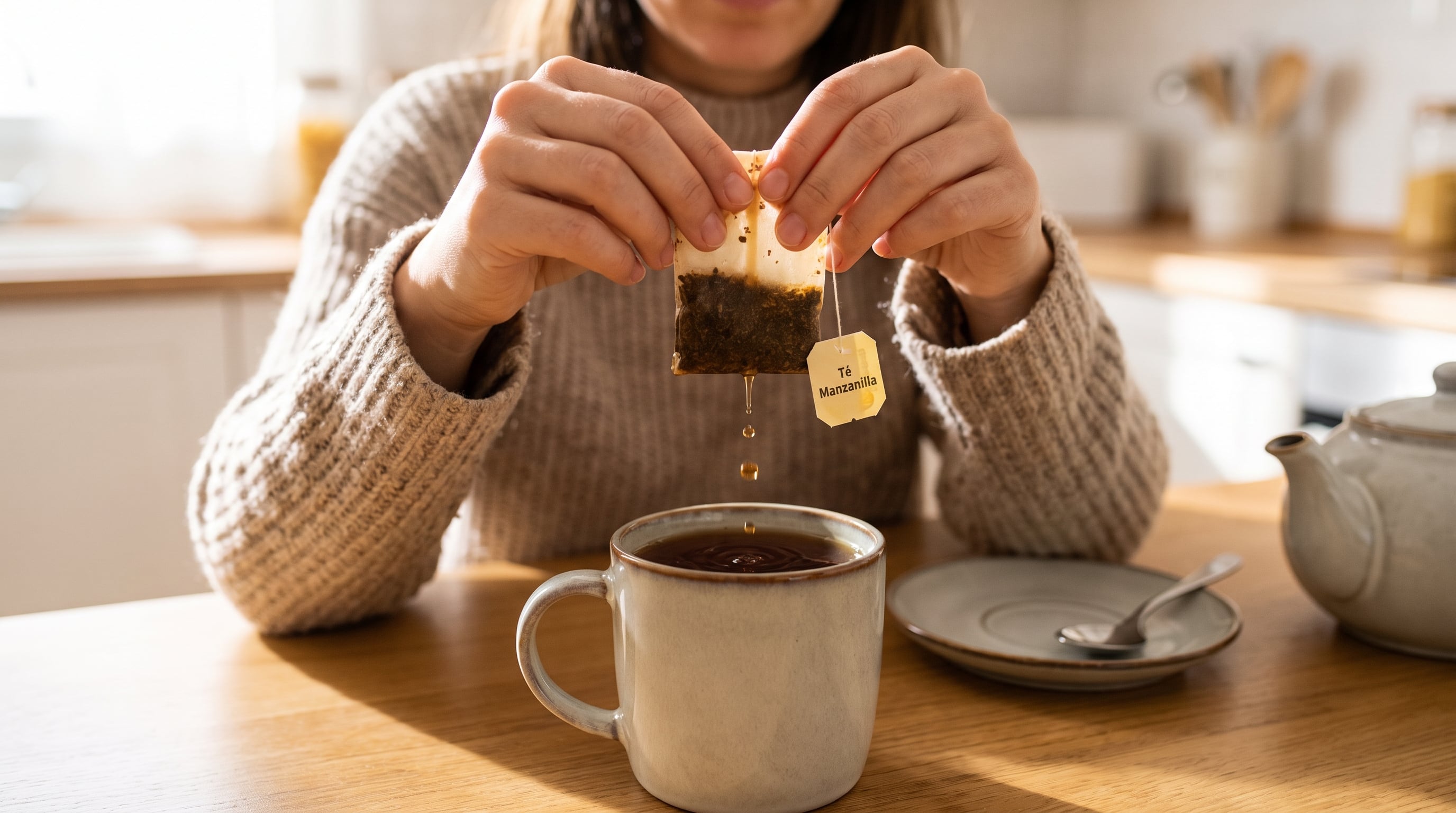 Apretar la bolsa del té cuando ya ha impregnado todo el agua parece algo lógico para aprovechar el sabor, pero causa el efecto contrario. (Imagen Ilustrativa Infobae)