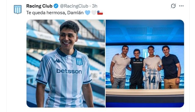 Damián Pizarro se hizo la revisión médica en Racing y usará el dorsal 26