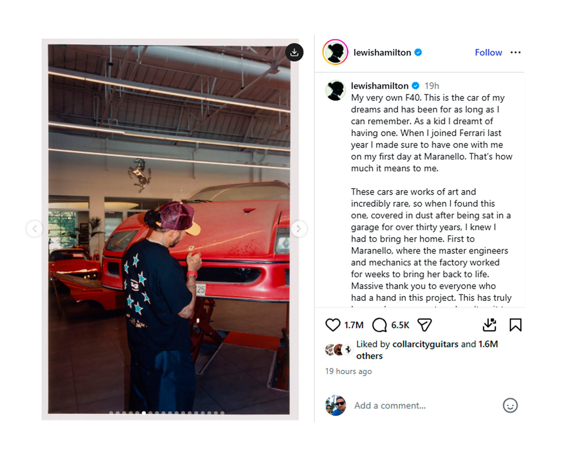 El posteo que realizó en Instagram para contar la noticia (Foto: @lewishamilton)