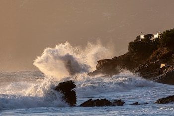 Vista del oleaje este jueves,