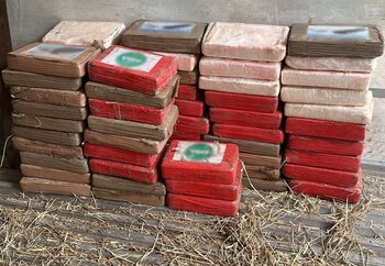 La cocaína pretendía ser transportada sin que las autoridades se percataran de su presencia en el tractocamión. (Guardia Nacional)