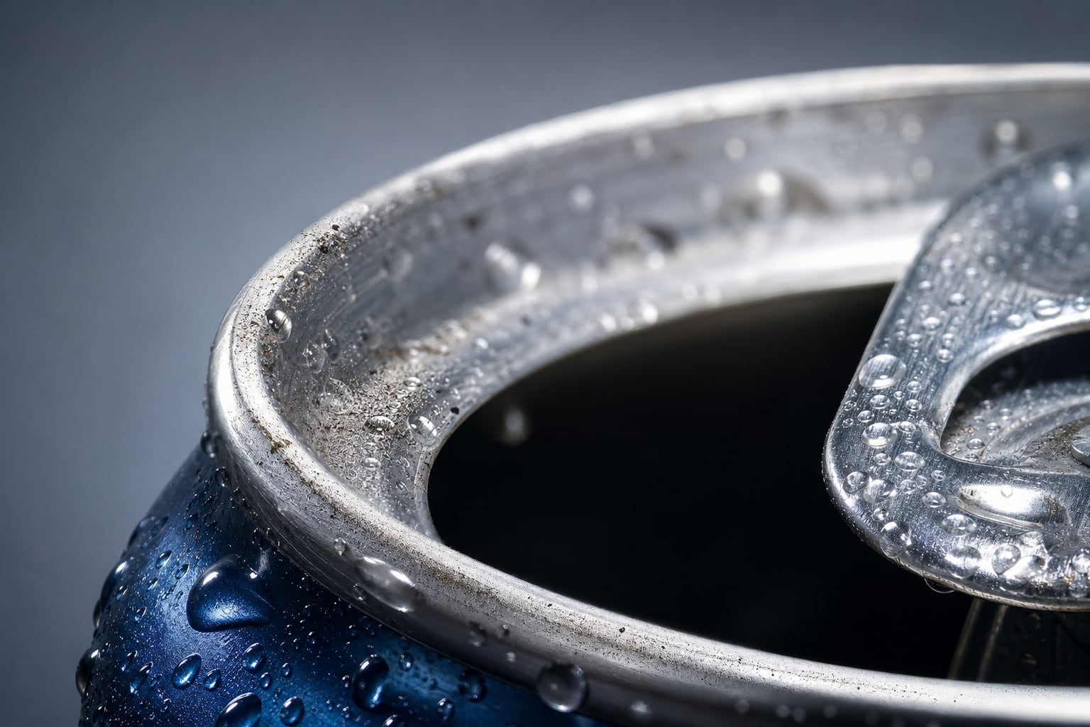 El borde de una lata de aluminio abierta acumula partículas de suciedad y gotas de condensación en su superficie. (Imagen Ilustrativa Infobae)