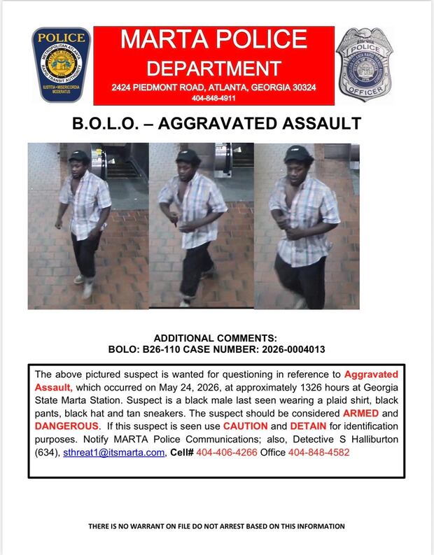 La policía de MARTA difunde imágenes del sospechoso buscado por asalto con agravantes en la estación Georgia State de Atlanta