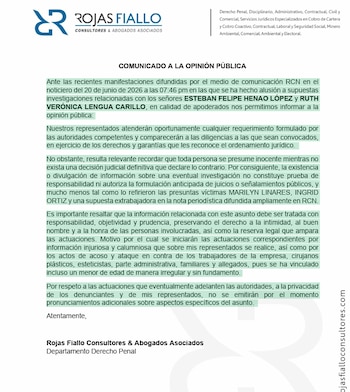 Los señalados explicaron en un comunicado al que accedió Infobae Colombia que se debe atribuir la presunción de inocencia - crédito suministrado a Infobae