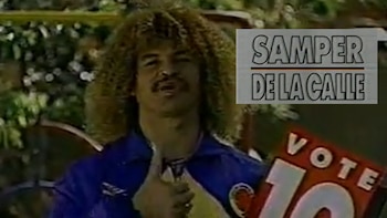 En el comercial de Ernesto Samper, aparece Carlos El Pibe Valderrama - crédito Captura de Video YouTube/
Bestiario del balón