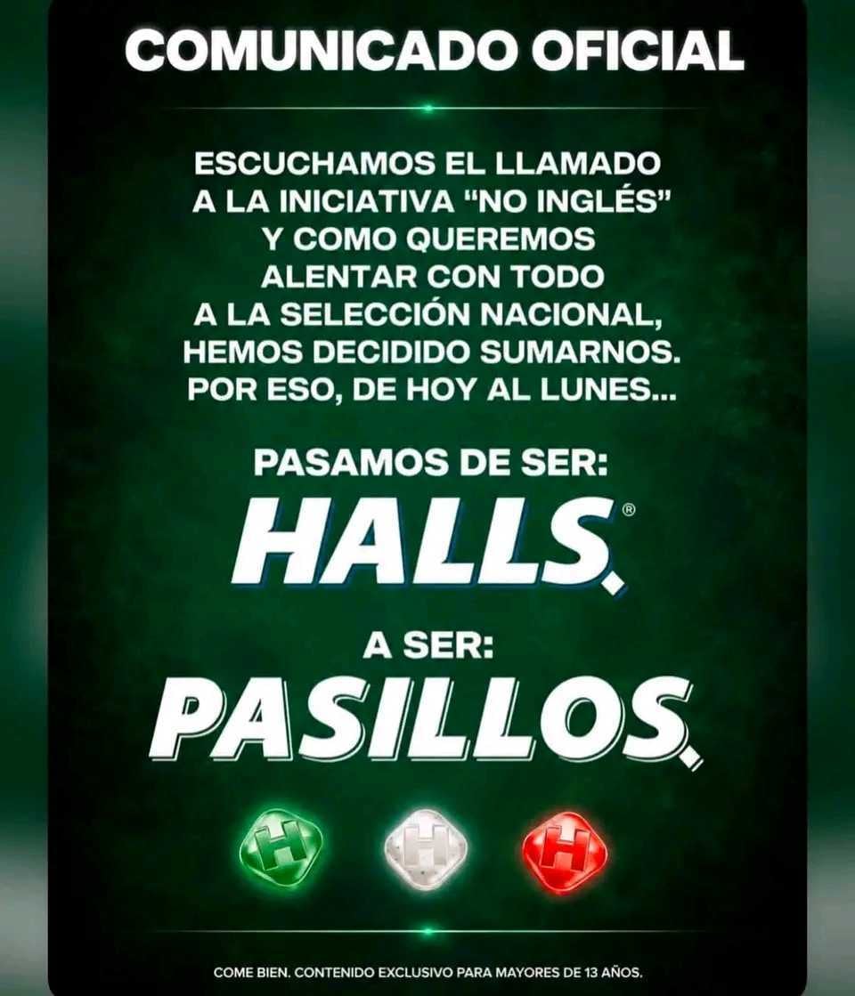 Las pastillas asistieron al trend por el duelo vs Inglaterra (Halls cambia su nombre y se pinta de Tricolor)