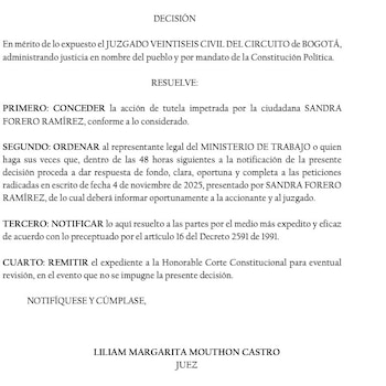 Auto del Juzgado Veintiséis Civil