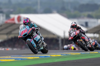 David Alonso, durante el Gran Premio de Francia, donde alcanzó el quinto lugar pese a molestias físicas en el hombro - crédito Aspar Team