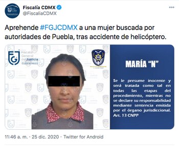 María "N", según la FGJ-CDMX,