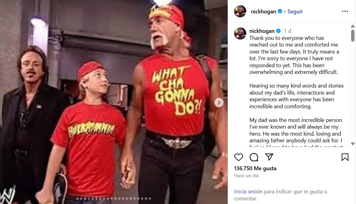 Nick Hogan recordó que Hulk Hogan contempló el Madison Square Garden desde el futuro local de SLAM Sports Bar (Instagram/@nickhogan)