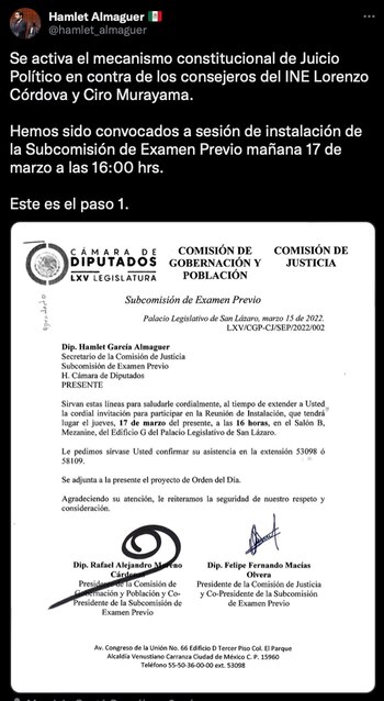El diputado compartió el documento