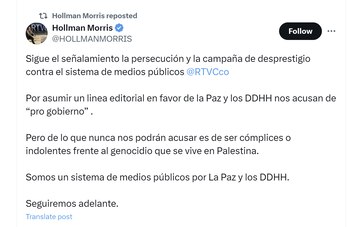 Hollman Morris aseguró que están