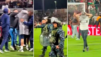 Los videos de los incidentes tras la eliminación de Platense ante Fluminense: invasión de campo, proyectiles y una bandera robada