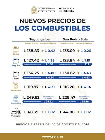 La Secretaría de Energía publicó la nueva estructura semanal de combustibles. (FOTO: Secretaría de Energía)
