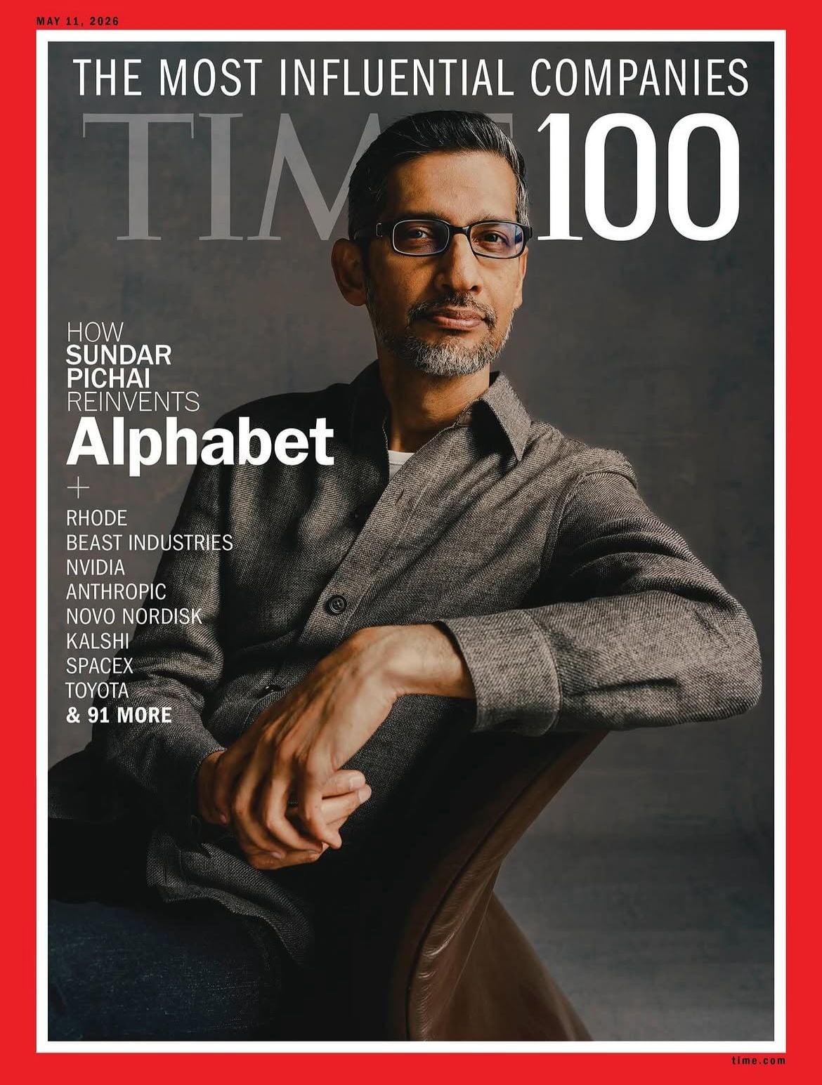 Alphabet (Google), Nvidia, Microsoft y Meta encabezan la categoría Titanes por su liderazgo en inteligencia artificial y tecnología a nivel mundial (Portada Time)