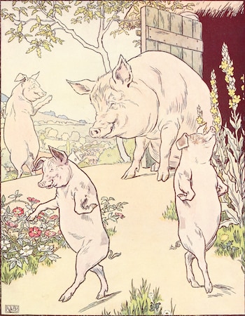 Los tres cerditos con mamá