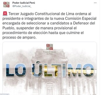 Poder Judicial ordena suspender elección