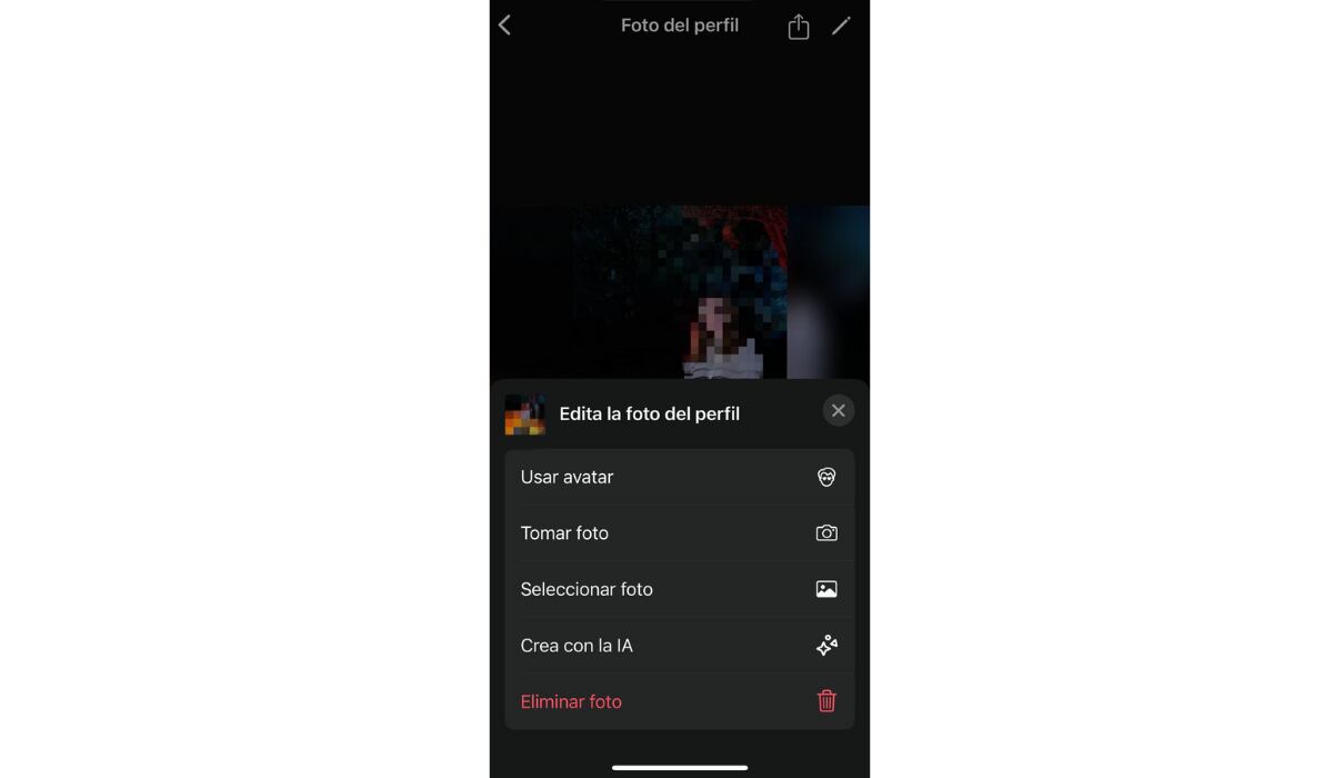 Los usuarios deben dirigirse a los ajustes de su perfil para generar la foto con IA. (WhatsApp)