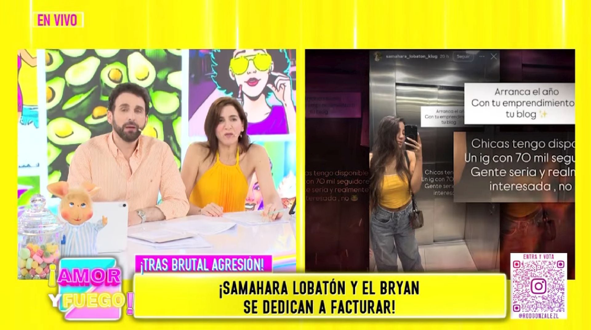 Los conductores señalaron que no es la primera vez que la influencer utiliza sus perfiles para ventas directas, generando cuestionamientos éticos y de control. (Amor y Fuego)