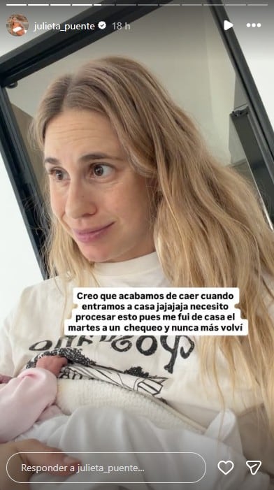 Juli Puente llegó a su casa por primera vez con su hija Serena en medio de una mezcla de emociones de felicidad y angustia (Instagram)