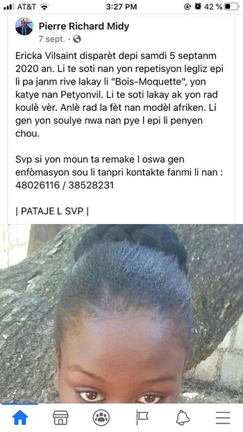 Ericka Vilsaint fue secuestrada el