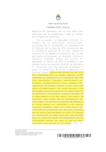 La madre de la menor