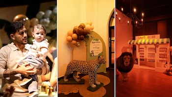 Con una temática de safari, Leandro Paredes y Camila Galante celebraron el primer año de su hijo Lautaro