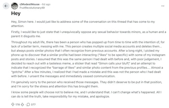 Simon O’Connor intentó justificar su actuar. (Reddit)