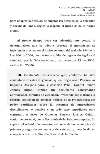 Fallo de la Corte Suprema de Justicia contra Gabriel Jaimes - crédito Captura de Pantalla Corte Suprema de Justicia