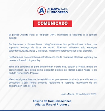 Alianza para el Progreso emite