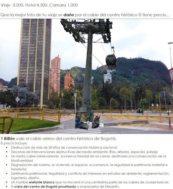 Cables aéreos en centro de Bogotá