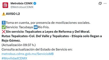 Avance en tiempo real de las diversas líneas de la red de transporte público capitalino.