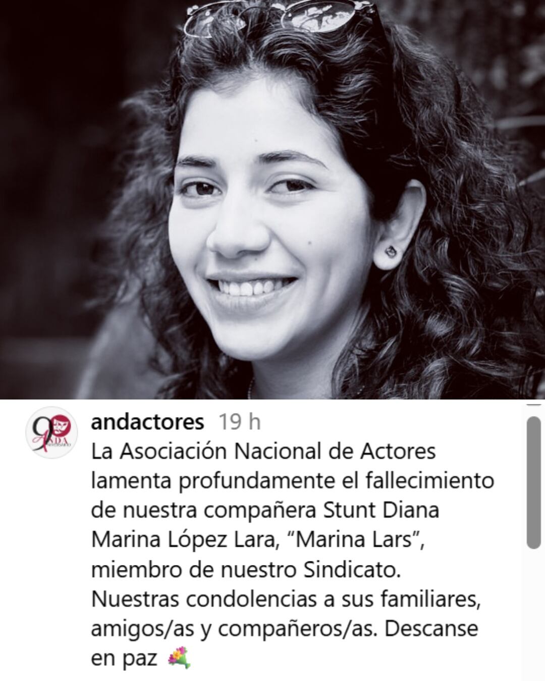 La noticia fue difundida el 30 de septiembre por la Asociación Nacional de Actores (ANDA) a través de un comunicado en redes sociales. (ANDA, Instagram)