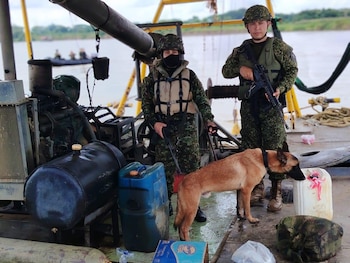 Las tropas destruyeron de manera controlada seis unidades de producción minera en el corregimiento Volador de Tierralta. (Armada de Colombia)