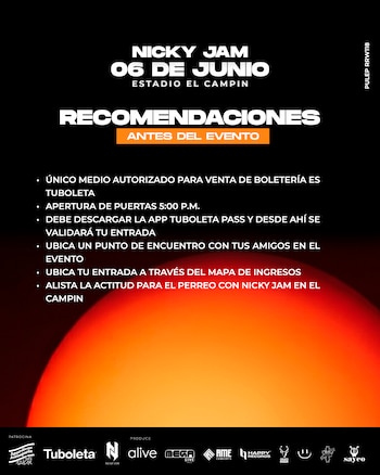 No se permite el ingreso con objetos peligrosos ni sustancias prohibidas; se sugiere vestir en tonos oscuros bajo el código “Urban Black” - crédito Mega Live