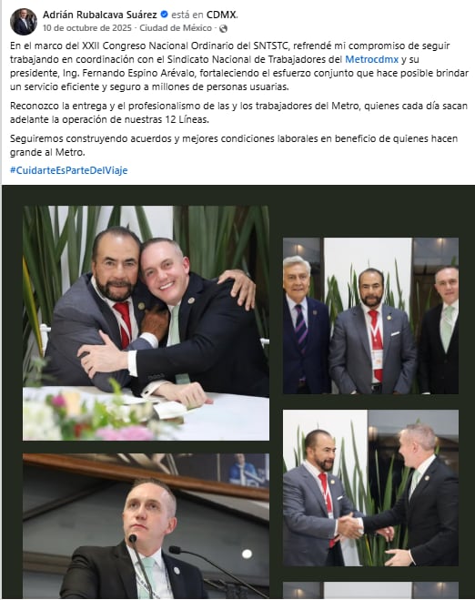 Adrián Rubalcava, director del Metro de la CDMX, en eventos públicos en representación de la Jefa de Gobierno, Clara Brugada.