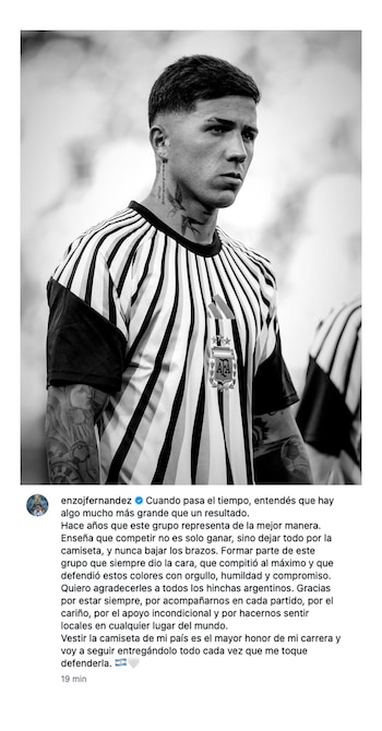El posteo de Enzo Fernández luego de la final del Mundial