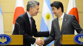 Macri y Shinzo Abe, durante