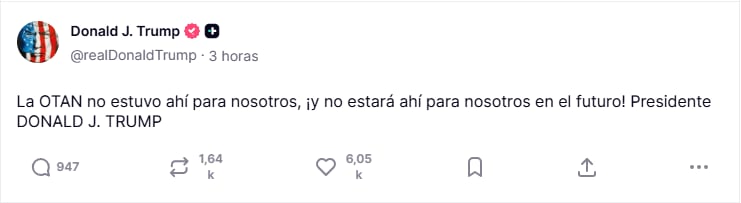 El comunicado de Trump vía Truth Social