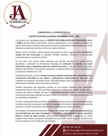 El Centro de Estimulación Multisensorial sostuvo que las imágenes difundidas presentan una versión parcial y fuera de contexto - crédito Instagram