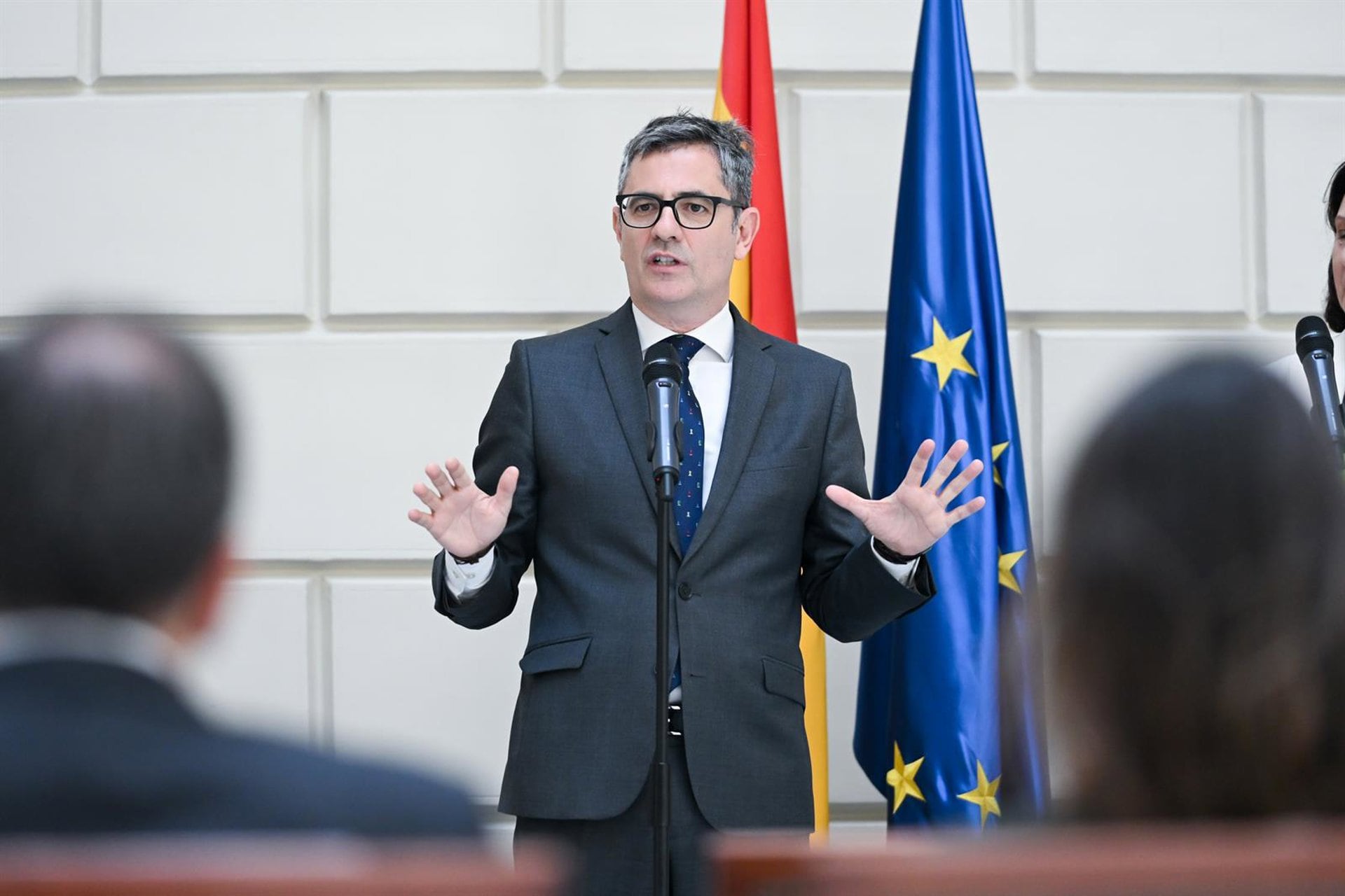El ministro de la Presidencia, Justicia y Relaciones con las Cortes, Félix Bolaños, en Madrid. (Gustavo Valiente/Europa Press)